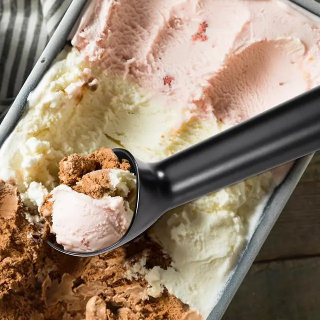 Alt view image 7 of 7 - Pimoys 2.5oz Large Ice Cream Scoop 7 inches Nonstick Anti-Freeze Metal Ice Cream Scooper Professional Aluminum Icecream Scoop Spoon, Black