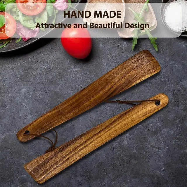 Alt view image 6 of 7 - HOTTOR Wooden Spatula Set, 2 Pack Teak Spatulas for Cooking & Cast Iron