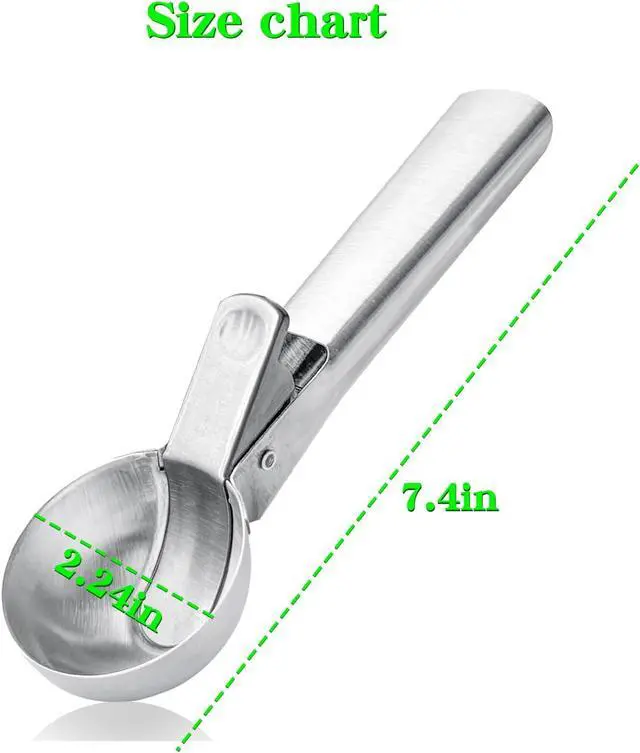 Alt view image 2 of 7 - Large Ice cream scoop, a portable stainless steel ice cream scoop with trigger device and comfortable handle, suitable for DIY mixed ice cream, fruits, frozen yogurt, etc. (1pcs Large silvery)