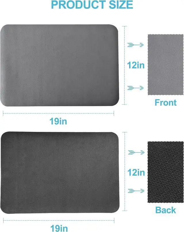 Alt view image 7 of 7 - Dish Drying Mat for Kitchen Counter, 12"x19" Pad with Rubber Backed (Grey)