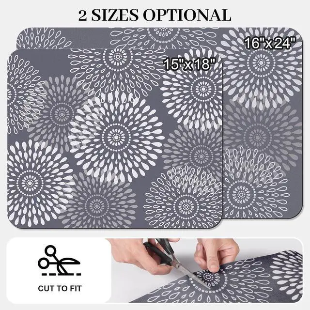Alt view image 2 of 7 - Dish Drying Mat Absorbent Kitchen Counter Mat Rubber Backing Draining Mat