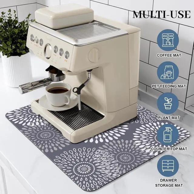 Alt view image 3 of 7 - Dish Drying Mat Absorbent Kitchen Counter Mat Rubber Backing Draining Mat