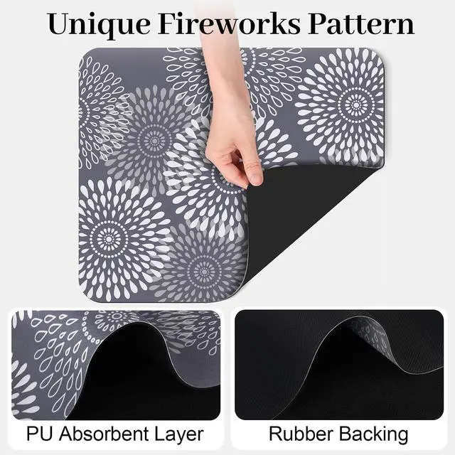 Alt view image 6 of 7 - Dish Drying Mat Absorbent Kitchen Counter Mat Rubber Backing Draining Mat