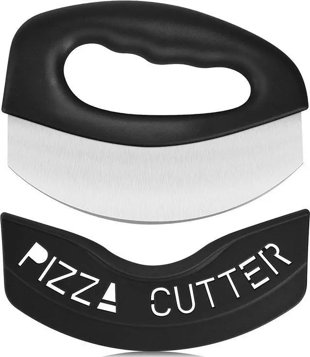 Main image of Urbanstrive Heavy Duty Stainless Steel Pizza Cutter with Cover, Super Sharp Blade Pizza Knife Pizza Cutter Rocker, Perfect Kitchen Gadgets for Pizza Cutting Home Essentials (Black)