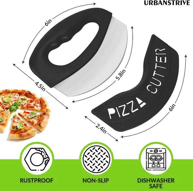 Alt view image 2 of 7 - Urbanstrive Heavy Duty Stainless Steel Pizza Cutter with Cover, Super Sharp Blade Pizza Knife Pizza Cutter Rocker, Perfect Kitchen Gadgets for Pizza Cutting Home Essentials (Black)