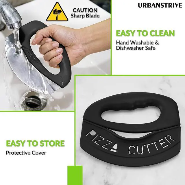Alt view image 7 of 7 - Urbanstrive Heavy Duty Stainless Steel Pizza Cutter with Cover, Super Sharp Blade Pizza Knife Pizza Cutter Rocker, Perfect Kitchen Gadgets for Pizza Cutting Home Essentials (Black)