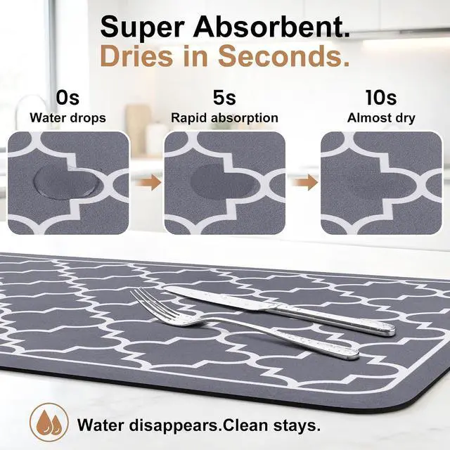 Alt view image 3 of 7 - Dish Drying Mat Absorbent Dish Drying Mats for Kitchen Counter 15"x 18"