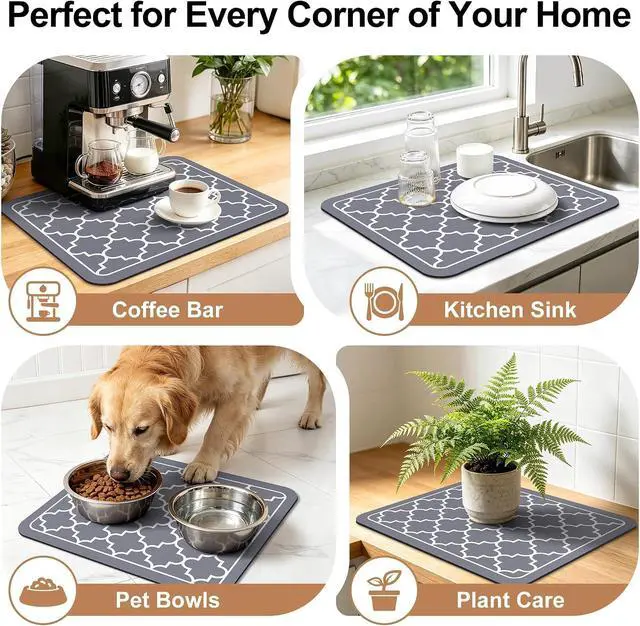 Alt view image 6 of 7 - Dish Drying Mat Absorbent Dish Drying Mats for Kitchen Counter 15"x 18"