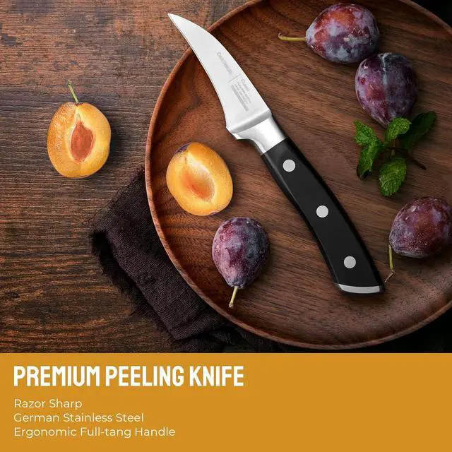 Alt view image 2 of 7 - OAKSWARE Bird Beak Paring Knife, 2.75 Inch Razor-Sharp Pro Tourné Knife