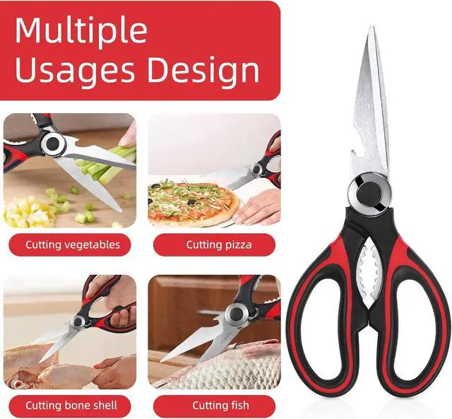 Alt view image 5 of 7 - Heavy Duty Kitchen Scissors 2-Pack, Ultra Sharp Stainless Steel Meat Shears for Spatchcocking Chicken, Poultry, Fish & Herbs, Dishwasher Safe Multi-purpose Cooking Scissors with Ergonomic Comfort Grip