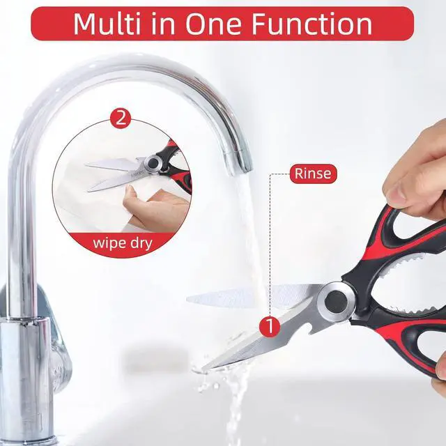Alt view image 7 of 7 - Heavy Duty Kitchen Scissors 2-Pack, Ultra Sharp Stainless Steel Meat Shears for Spatchcocking Chicken, Poultry, Fish & Herbs, Dishwasher Safe Multi-purpose Cooking Scissors with Ergonomic Comfort Grip
