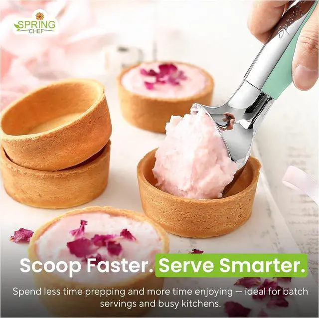 Alt view image 6 of 7 - Spring Chef Heavy Duty Metal Ice Cream Scoop with Soft Grip Handle, Mint