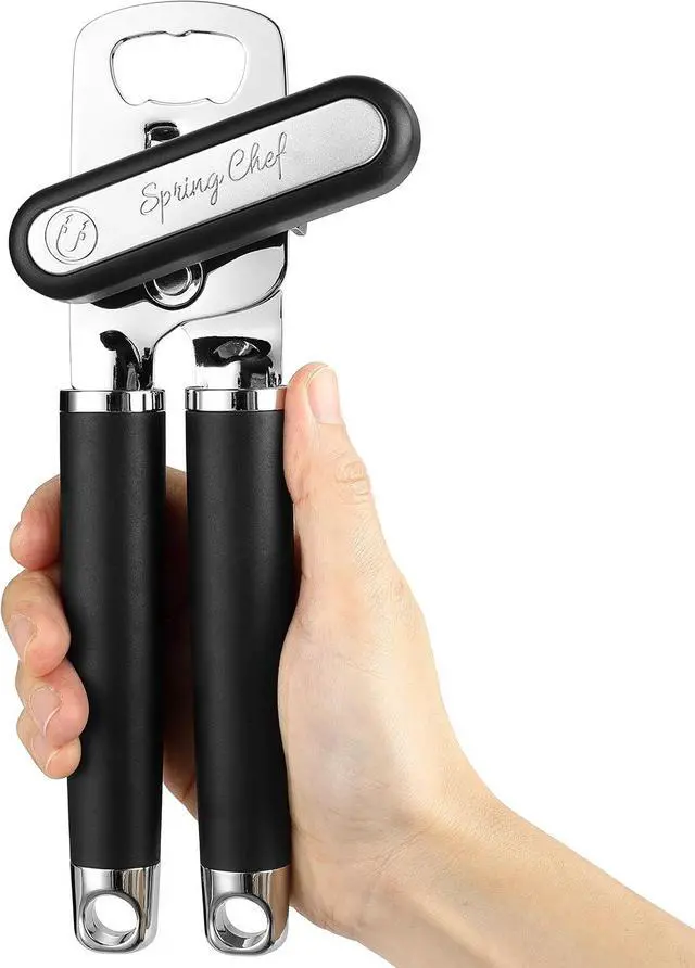 Main image of Spring Chef Stainless Steel Manual Can Opener with Soft Grip Handles, Black