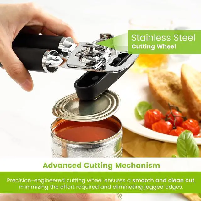 Alt view image 6 of 7 - Spring Chef Stainless Steel Manual Can Opener with Soft Grip Handles, Black