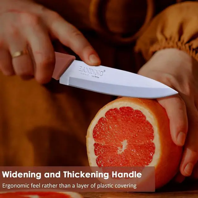 Alt view image 5 of 7 - Paring Knife, 4 inch Kitchen Knives Set with Cover Small Knife for Fruit Peeling Vegetable Stainless Steel with Sheath Ergonomic Handle