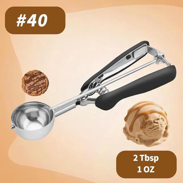 Alt view image 2 of 7 - Medium Cookie Scoop 2 Tablespoon, Size #40 Cookie Dough Scoop, 18/8 Stainless Steel Ice Cream Scoop with Comfortable Grip, for Baking Cookies, Muffins, Cupcakes