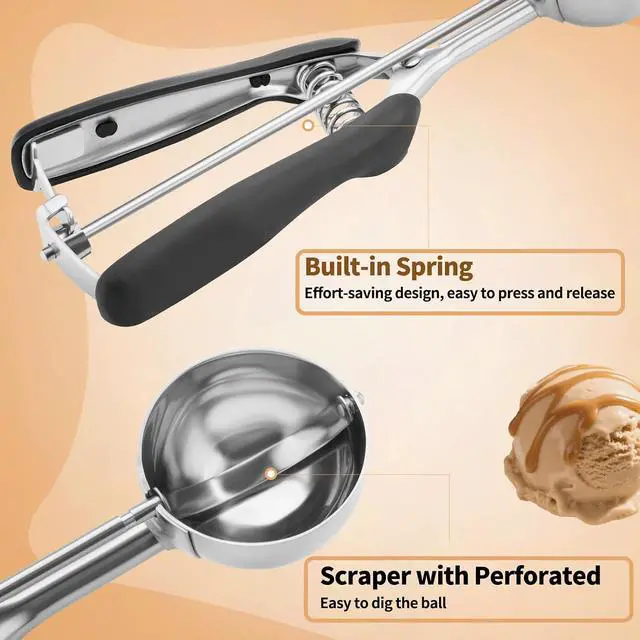 Alt view image 3 of 7 - Medium Cookie Scoop 2 Tablespoon, Size #40 Cookie Dough Scoop, 18/8 Stainless Steel Ice Cream Scoop with Comfortable Grip, for Baking Cookies, Muffins, Cupcakes