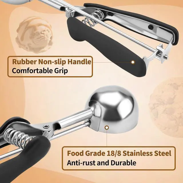 Alt view image 4 of 7 - Medium Cookie Scoop 2 Tablespoon, Size #40 Cookie Dough Scoop, 18/8 Stainless Steel Ice Cream Scoop with Comfortable Grip, for Baking Cookies, Muffins, Cupcakes