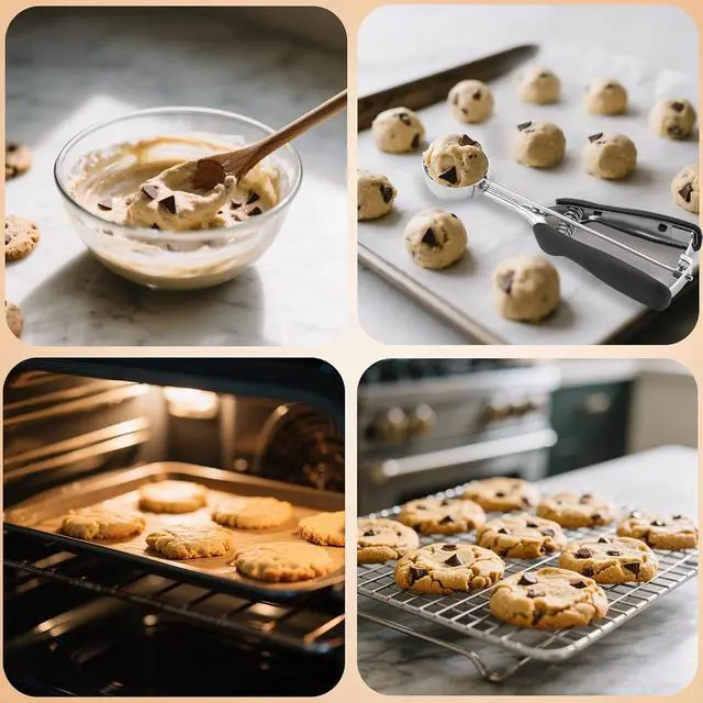 Alt view image 7 of 7 - Medium Cookie Scoop 2 Tablespoon, Size #40 Cookie Dough Scoop, 18/8 Stainless Steel Ice Cream Scoop with Comfortable Grip, for Baking Cookies, Muffins, Cupcakes