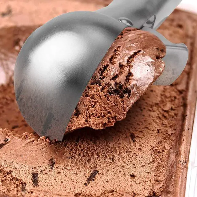 Alt view image 4 of 7 - Premium Ice Cream Scoop with Trigger Ice Cream Scooper Stainless Steel, Heavy Duty Metal Icecream Scoop Spoon Dishwasher Safe, Perfect for Frozen Yogurt, Gelatos, Sundaes, Medium Silver