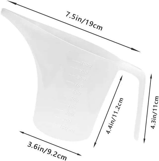 Alt view image 2 of 7 - 4 Pack Plastic Funnel Pitcher,Measuring Cup with Long Spout,Large Capacity Easy Pour Cup,Perfect for Bakeware Mold,Oils,Watering Plants(1000ml)