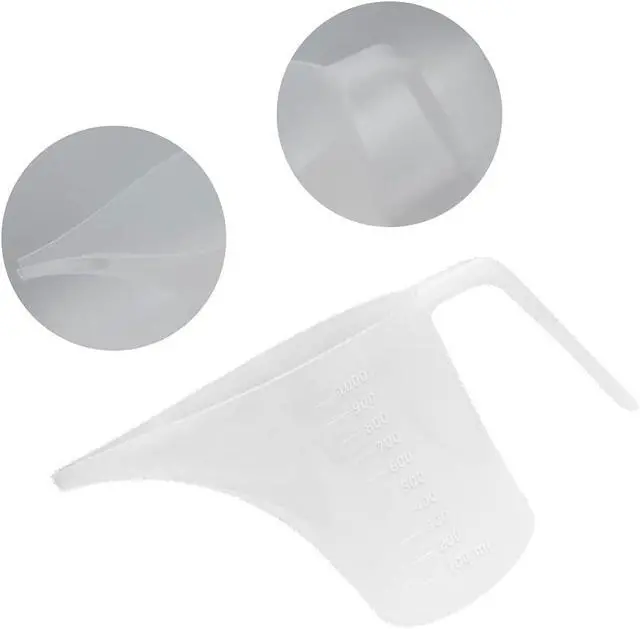Alt view image 4 of 7 - 4 Pack Plastic Funnel Pitcher,Measuring Cup with Long Spout,Large Capacity Easy Pour Cup,Perfect for Bakeware Mold,Oils,Watering Plants(1000ml)