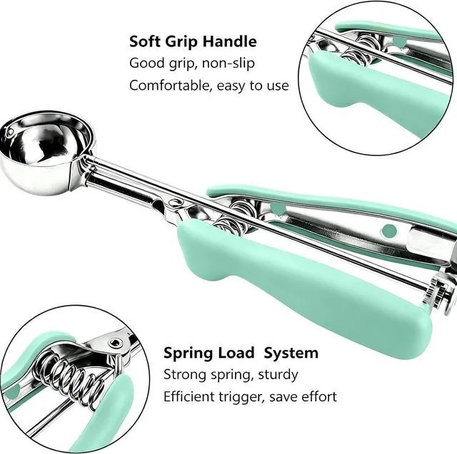 Alt view image 3 of 7 - JUNADAEL J Mini Cookie Scoop 1 Tsp, 1/3 Tbsp Cookie Scoop for Baking, Mini Ice Cram Scoop, Melon Baller Scoop, Mint Handle, Non-Slip, For Making Cookies Muffin Cupcake Ice Cream Meatball
