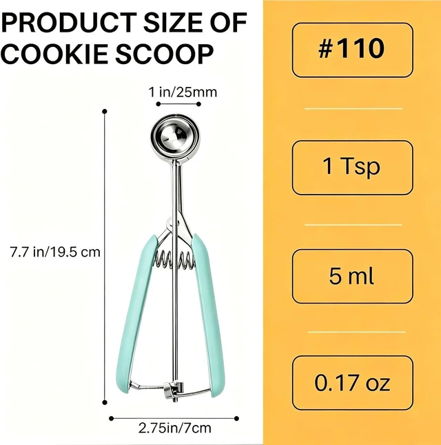 Alt view image 2 of 7 - JUNADAEL J Mini Cookie Scoop 1 Tsp, 1/3 Tbsp Cookie Scoop for Baking, Mini Ice Cram Scoop, Melon Baller Scoop, Mint Handle, Non-Slip, For Making Cookies Muffin Cupcake Ice Cream Meatball
