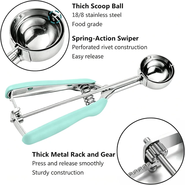 Alt view image 4 of 7 - JUNADAEL J Mini Cookie Scoop 1 Tsp, 1/3 Tbsp Cookie Scoop for Baking, Mini Ice Cram Scoop, Melon Baller Scoop, Mint Handle, Non-Slip, For Making Cookies Muffin Cupcake Ice Cream Meatball