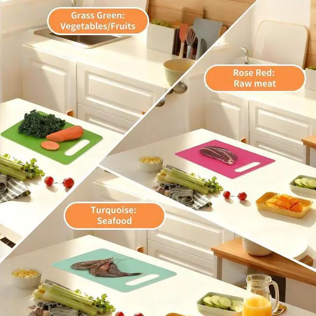 Alt view image 6 of 7 - Luckyiren Plastic Cutting Board Set, 6-Piece Kitchen Cutting Mats, BPA-Free