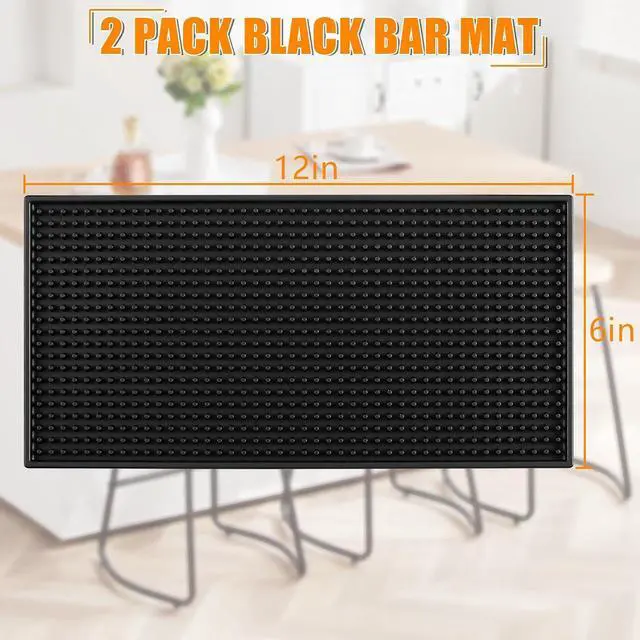 Alt view image 2 of 7 - Ninsula 2 Pack Bar Mat, 6" x 12" Bar Mats for Countertop, Non Slip Spill Proof Service Mat, Rubber Dish Drying Mat for Coffee Bar, Bartending, Home Kitchen & Restaurant