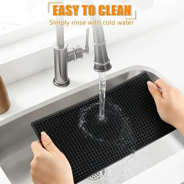 Alt view image 4 of 7 - Ninsula 2 Pack Bar Mat, 6" x 12" Bar Mats for Countertop, Non Slip Spill Proof Service Mat, Rubber Dish Drying Mat for Coffee Bar, Bartending, Home Kitchen & Restaurant