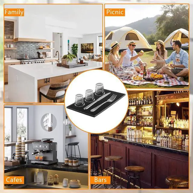 Alt view image 7 of 7 - Ninsula 2 Pack Bar Mat, 6" x 12" Bar Mats for Countertop, Non Slip Spill Proof Service Mat, Rubber Dish Drying Mat for Coffee Bar, Bartending, Home Kitchen & Restaurant