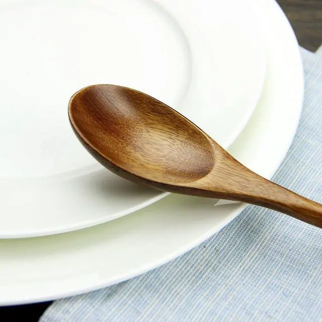 Alt view image 4 of 7 - AOOSY 9 In Wooden Spoons for Eating, 6Pcs Japanese Natural Soup Spoons
