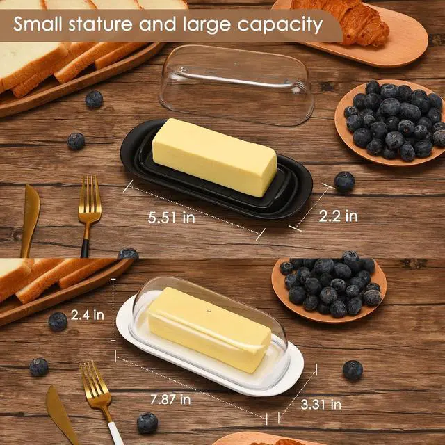 Alt view image 3 of 6 - Hekeieon Butter Dish, Butter Keeper,Airtight Butter Dish with Clear Lid for Countertop and Refrigerator Door ShelfButter Container Holds for East/West Coast Butter, Microwave and dishwasher safety