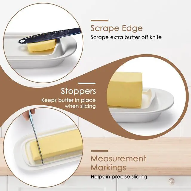 Alt view image 4 of 6 - Hekeieon Butter Dish, Butter Keeper,Airtight Butter Dish with Clear Lid for Countertop and Refrigerator Door ShelfButter Container Holds for East/West Coast Butter, Microwave and dishwasher safety