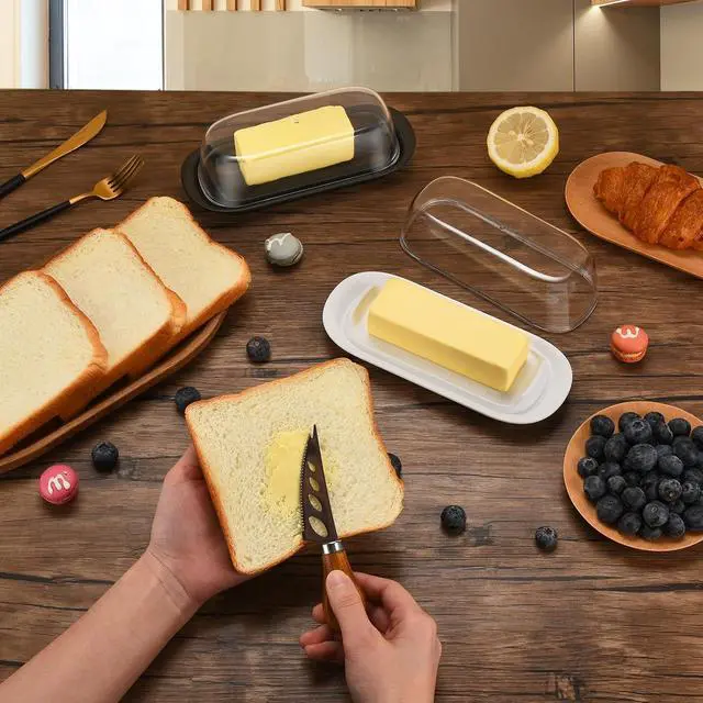 Alt view image 6 of 6 - Hekeieon Butter Dish, Butter Keeper,Airtight Butter Dish with Clear Lid for Countertop and Refrigerator Door ShelfButter Container Holds for East/West Coast Butter, Microwave and dishwasher safety