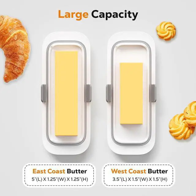 Alt view image 3 of 7 - Pisol Butter Dish with Airtight Lid and Lock for 1 Stick Butter