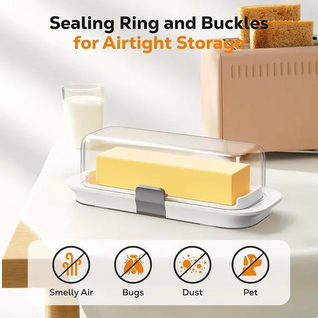 Alt view image 4 of 7 - Pisol Butter Dish with Airtight Lid and Lock for 1 Stick Butter