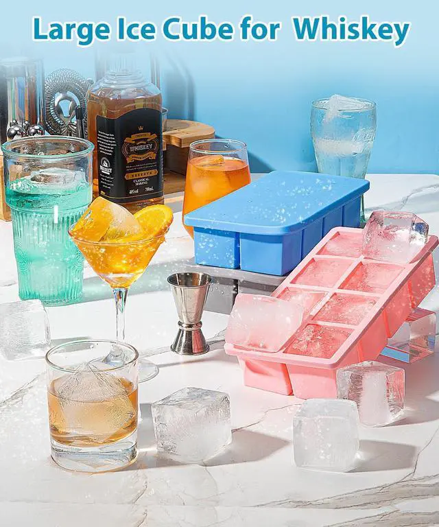 Alt view image 2 of 7 - Large Ice Cube Tray 2 Pack, 2 Inch Silicone Ice Cube Molds for Whisky