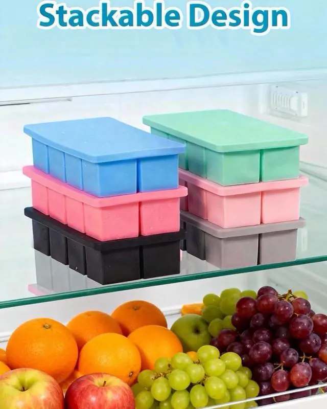 Alt view image 5 of 7 - Large Ice Cube Tray 2 Pack, 2 Inch Silicone Ice Cube Molds for Whisky