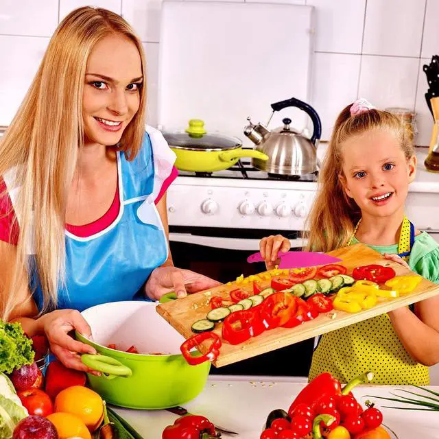 Alt view image 2 of 7 - JOVITEC 8 Pcs Kid Cooking Kitchen Knife Set, Plastic Serrated Edges Children's Safe Chef Nylon Knives for Cutting Fruit Bread Cake Salad Lettuce Kids Cooking Supply(Multi Colors Square Knife)