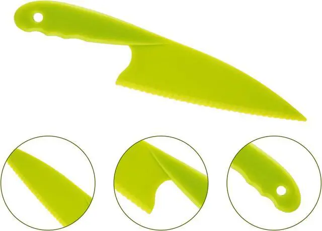 Alt view image 7 of 7 - JOVITEC 8 Pcs Kid Cooking Kitchen Knife Set, Plastic Serrated Edges Children's Safe Chef Nylon Knives for Cutting Fruit Bread Cake Salad Lettuce Kids Cooking Supply(Multi Colors Square Knife)