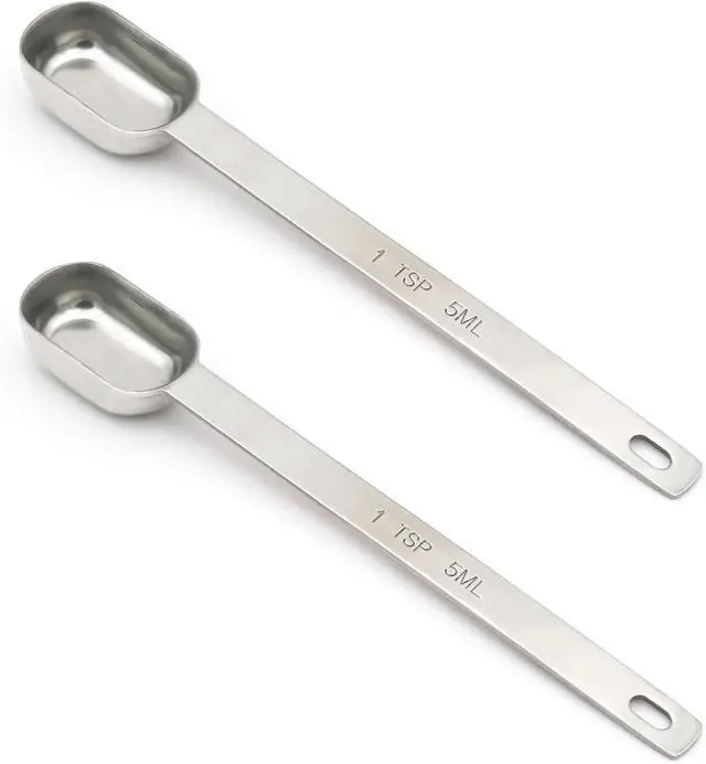 Main image of 2PCS 1TSP(5ML) Measuring Spoon, Stainless Steel Long Handle Teaspoons