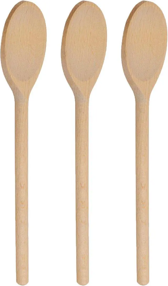 Main image of 3-Piece Wooden Spoons for Cooking & Baking, 12-Inch European Beechwood Mixing Spoons, Sourdough Bread Baking Tools, Heat-Resistant Wood Kitchen Utensils, Nonstick Safe, Housewarming Gift