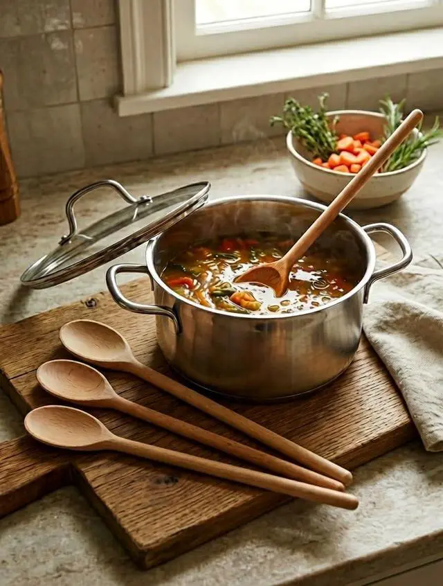 Alt view image 7 of 7 - 3-Piece Wooden Spoons for Cooking & Baking, 12-Inch European Beechwood Mixing Spoons, Sourdough Bread Baking Tools, Heat-Resistant Wood Kitchen Utensils, Nonstick Safe, Housewarming Gift
