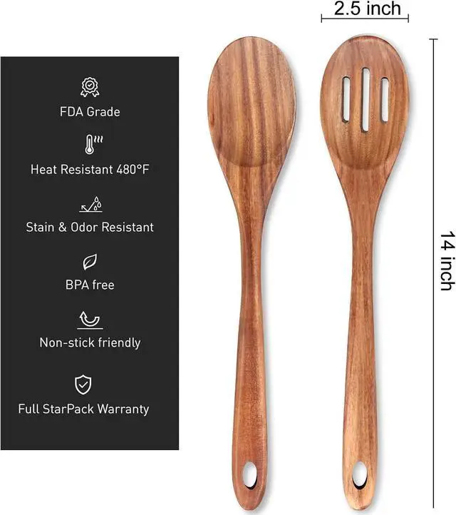 Alt view image 4 of 7 - 14" Large Wooden Spoon for Cooking Non Toxic Big Wood Serving Mixing Spoons