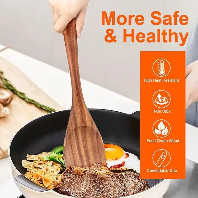 Alt view image 6 of 7 - 14" Large Wooden Spoon for Cooking Non Toxic Big Wood Serving Mixing Spoons