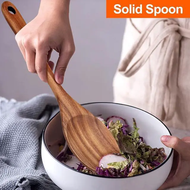 Alt view image 7 of 7 - 14" Large Wooden Spoon for Cooking Non Toxic Big Wood Serving Mixing Spoons