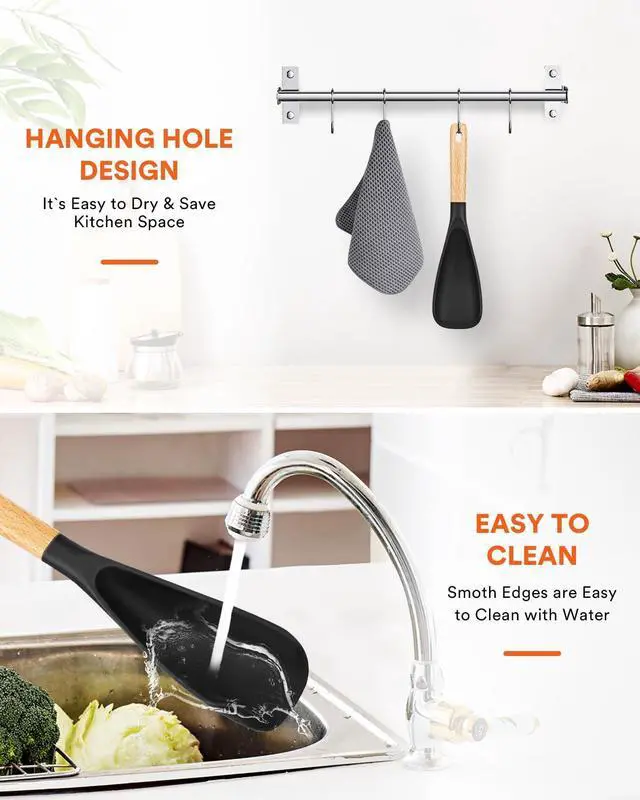 Alt view image 7 of 7 - Badiano Silicone Cooking Spoon for Nonstick Cookware, Multi-function,11.4in